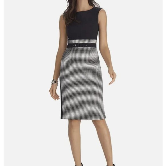 WHBM Color Block Houndstooth Sheath Dress - Picture 7 of 8